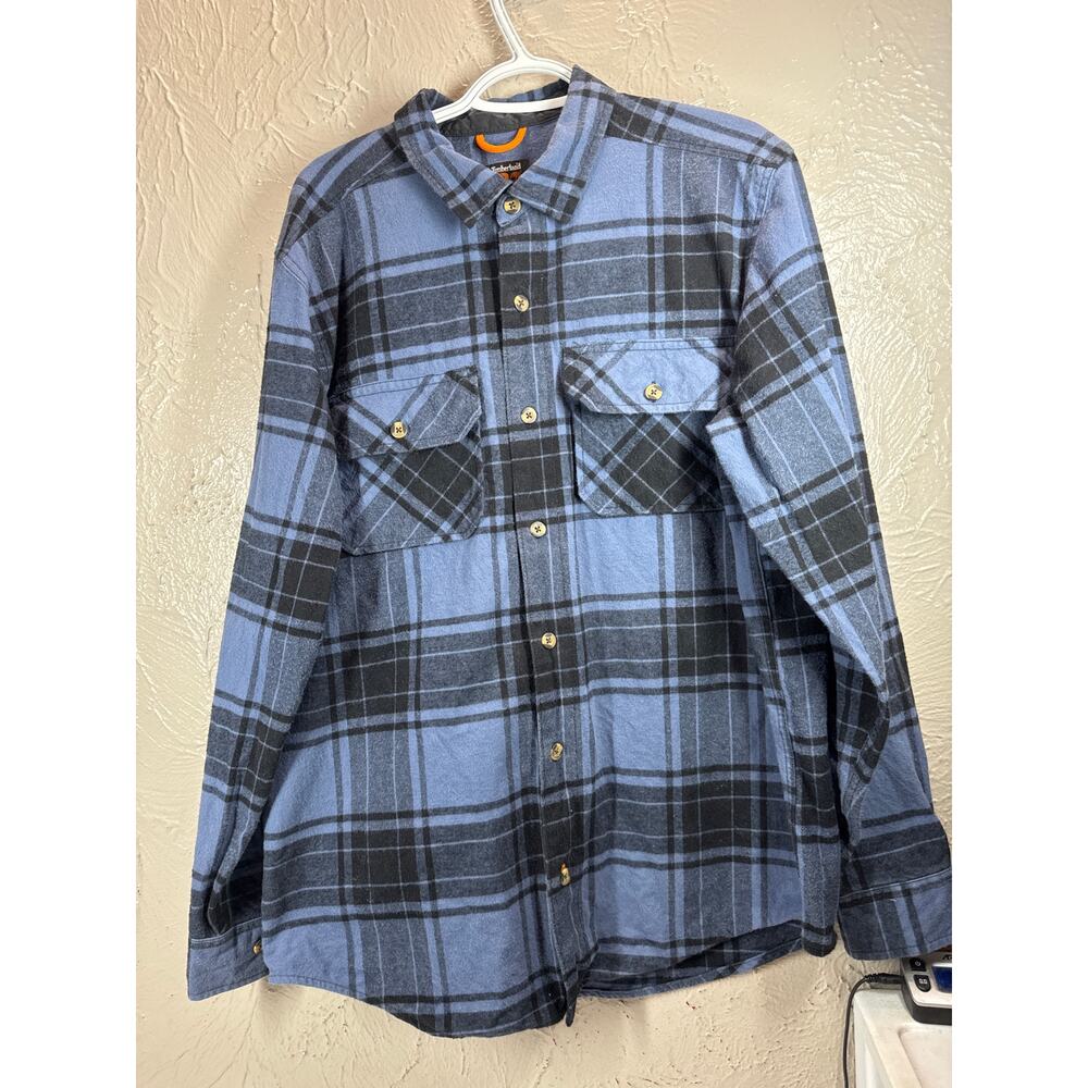 Timberland Pro Original Fit Shirt Men’s Black Blue Button Up Long Sleeve‎ Large